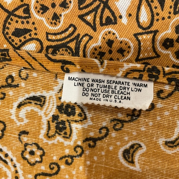 Orange Bandana-Patterned Rectangular Cotton Tablecloth, Made in USA, EUC